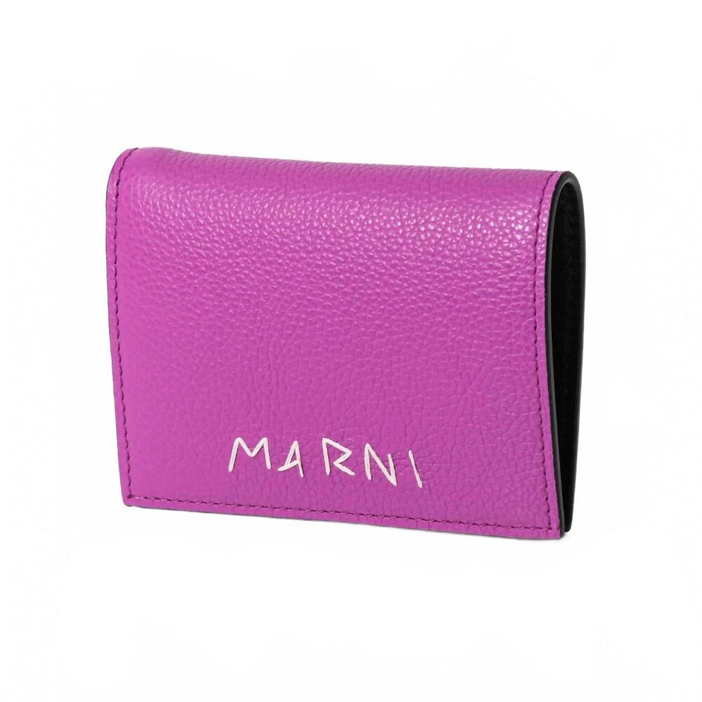 NEW MARNI women's mending leather bi-fold wallet in cassis pink
